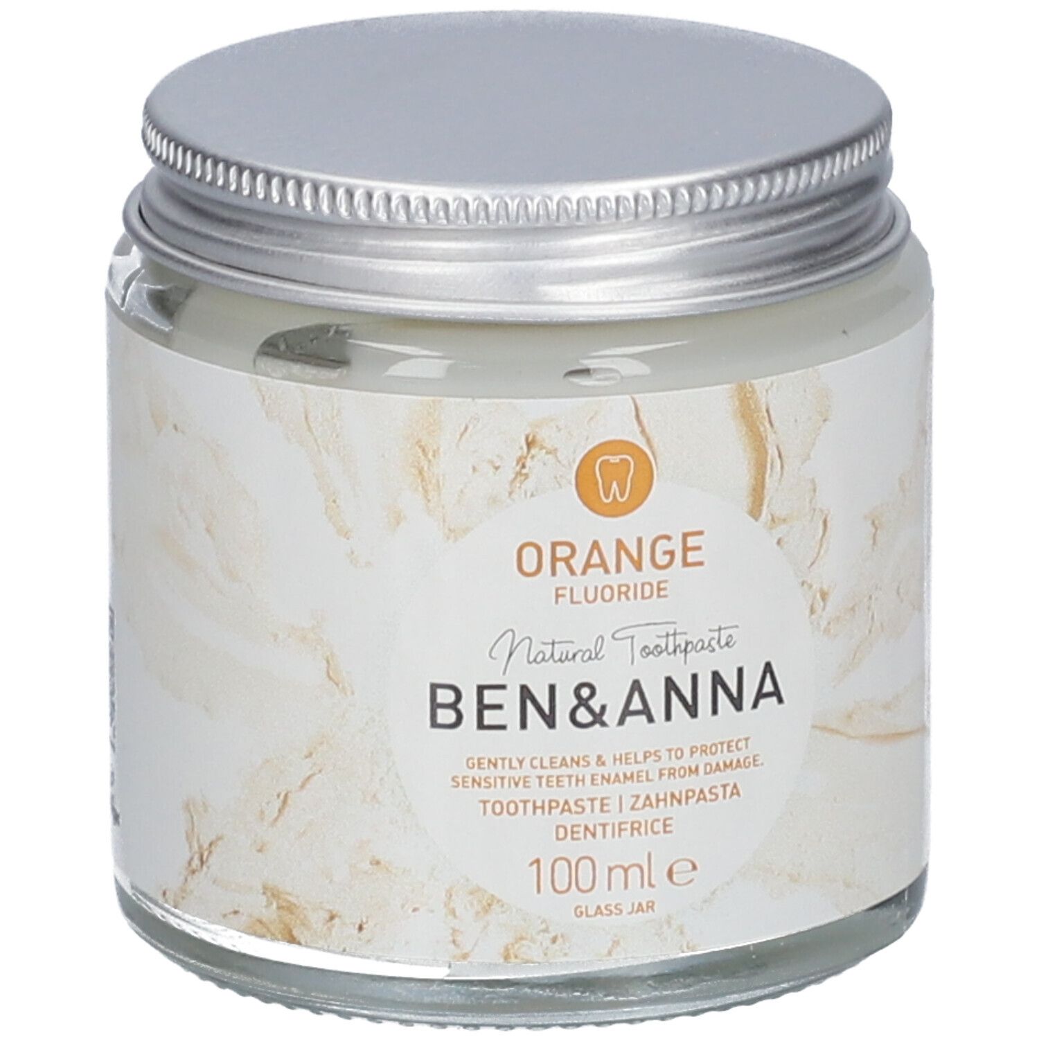 Ben Anna Natural Toothpaste Glass Jar Orange Fluoride 100 Ml