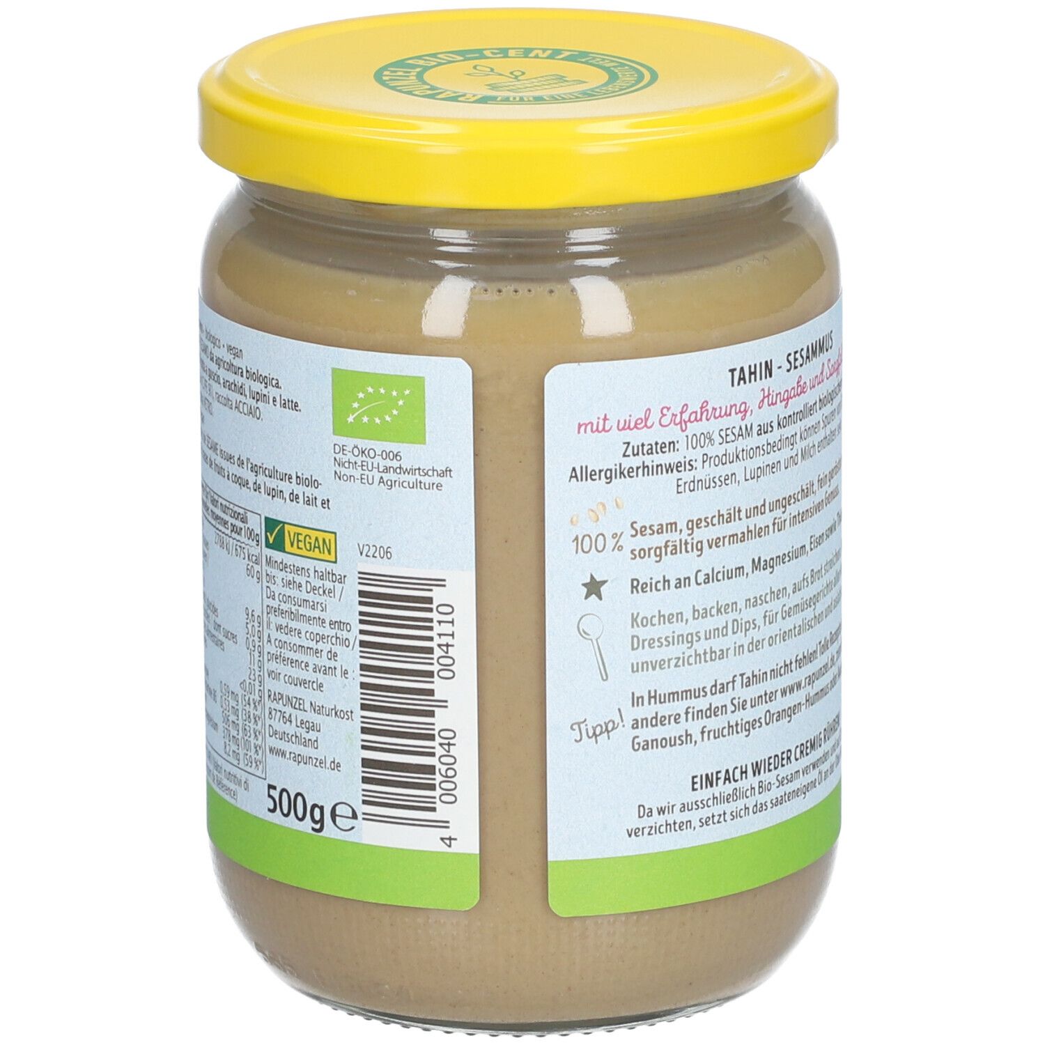 RAPUNZEL Tahini biologique Graines de sésame 500 g Redcare Apotheke