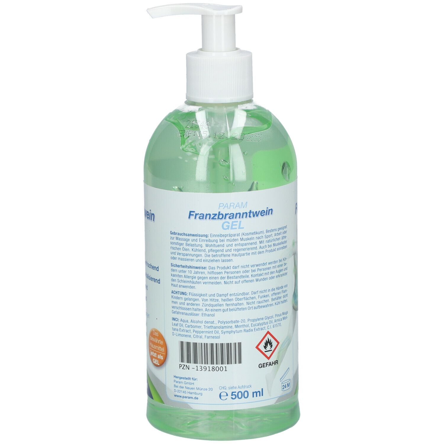 Param Franzbranntwein Gel Distributeur Pompe Ml Redcare Apotheke