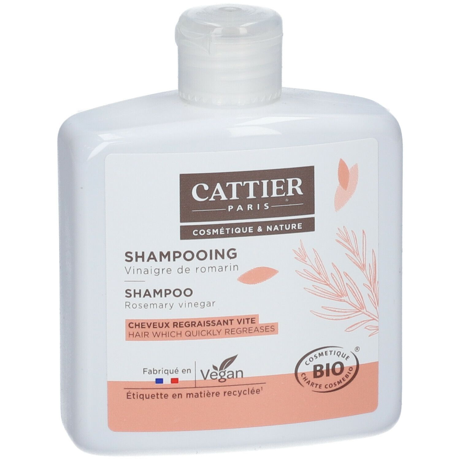 Cattier Shampooing Vinaigre De Romarin Bio Cheveux Gras 250 Ml