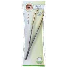 mörser Pinzette 9 cm gebogen mit vergoldeter Spitze