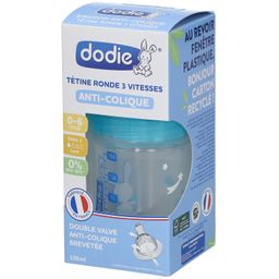 dodie® Biberon Initiation+ 150 ml anti-colique tétine ronde 0-6 mois