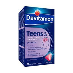 Davitamon Teens 12>18 Multivitamines Fraise - Énergie, Résistance