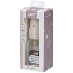 BIBS Babyflasche aus Glas 120 ml Vollständiges Set Ivory 0+ Monate