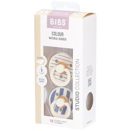BIBS Studio Colour Schnuller Gr. 1,  0-6 Monate, Ivory Steel Blue, anatomisch