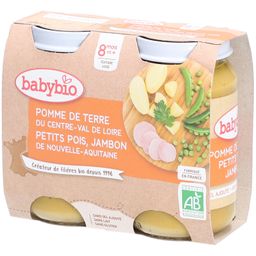 Babybio® Kartoffeln aus Centre-Val de Loire, Erbsen, Schinken aus Nouvelle-Aquitaine