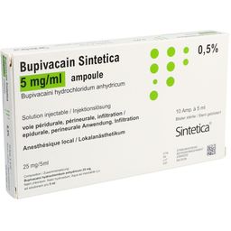 BUPIVACAIN Sintetica 25 mg/5ml Amp ste Bli 10 Stk