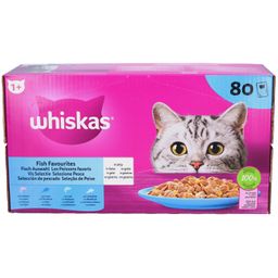 Whiskas Fish Favourites – Sélection de Poissons en Gelée Chat Adulte 1+