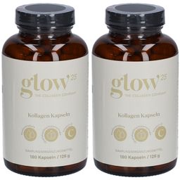 Gélules de collagène Glow25® hautement dosées [180 gélules] avec acide hyaluronique et vitamine C