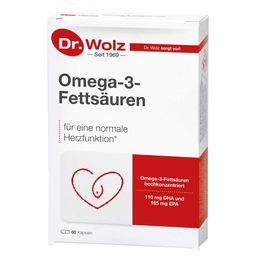 Omega-3-Fettsäuren von Dr. Wolz, 110 mg DHA und 165 mg EPA pro Kapsel, hochrein, 60 Kapseln