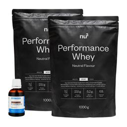 nu3 Performance Whey, Neutral - Proteinpulver + MyProtein FlavDrops, Schokolade, Aromatropfen