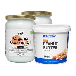 MyProtein Erdnussbutter, fein + nu3 Bio Kokosöl, nativ