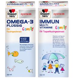 Doppelherz® système OMEGA-3 liquide famille + système IMMUN Multivitamines famille