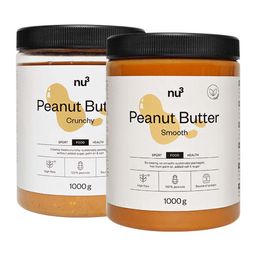 nu3 Beurre de cacahuètes, 100 % pur + Beurre de cacahuètes croustillant