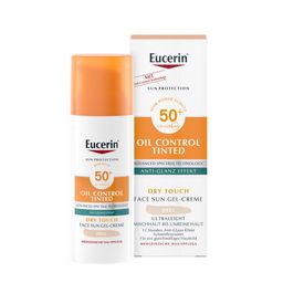Eucerin® Oil Control Tinted Face Sun Gel-Creme mit LSF 50+ – getönter Sonnenschutz für fettige und unreine Haut – Hell