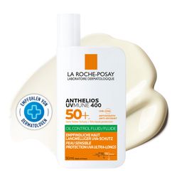 La Roche Posay Anthelios UVMUNE 400 Oil Control Fluid Sonnenschutz für empfindliche Haut mit sehr hohem UV-Schutz LSF 50+. Für ölige Haut geeignet.