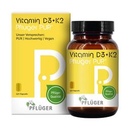VITAMIN D3+K2 Pflüger PUR 1.000 I.E./75 µg Kapseln