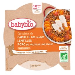 Babybio CASSOLETTE DE CAROTTE DES LANDES LENTILLES PORC DE NOUVELLE-AQUITAINE AU CUMIN dès 15 mois