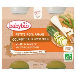 Babybio KLEINE ERBSEN PANAIS KURGETTE VON UNSEREM BAUERNHOF FERMISCHES KALB VON NOUVELLE-AQUITAINE ab 6 Monate