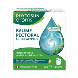 PHYTOSUN AROMS Baume Pectoral à l'Eucalyptus - protège et apaise pendant les périodes d'hiver - Aux Huiles Essentielles - 60 g