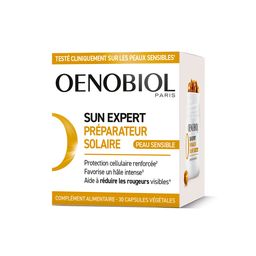 OENOBIOL SUN EXPERT Préparateur Solaire Peau Sensible - Protection cellulaire renforcée2 - Favorise un hâle intense et éclatant - Complément Alimentaire 30 capsules - Programme 1 mois