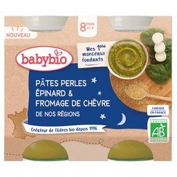 Babybio PASTES PERLES EPINARD & FROMAGE DE CHÈVRE DE NOS RÉGIONS ab 8 Monate