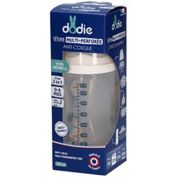 Dodie Biberon Tétine Multi-Perforée Anti-Colique Bleu +3M 270 ML