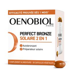 OENOBIOL - PERFECT BRONZE SOLAIRE 2 EN 1 - Autobronzant & préparateur solaire - NOUVEAU - Efficacité prouvée dès 1 mois¹ - Programme 1 mois - 30 capsules