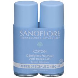 SANOFLORE Déodorant Roll-On 24h Coton x2