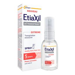 ETIAXIL - Deodorant - Übermäßiges Schwitzen - Achseln Hände Hände Füße Rumpf - Extrem 5 Tage - Normale Haut - Wirksamkeit 5 Tage - Spray