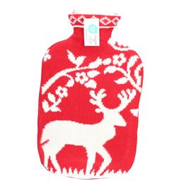 SÄNGER Wärmflasche 2L Strickbezug Hirschrot