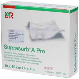 L&R Suprasorb®A Pro Kalziumalginat-Kompresse verstärkt 10 x 10 cm