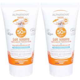 ALPHANOVA® Bébé Lait solaire très haute portection SPF50+ bio et végan