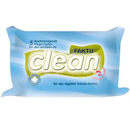 FAKTUclean feuchtreinigende Pflegetücher für sensible Haut im Analbereich, pH-hautneutral,  parfümfrei und ohne Alkohol oder Farbstoffe. 5 Stk.