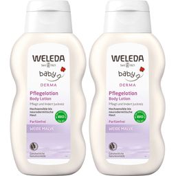 Weleda Baby Pflegelotion Weiße Malve - für hochsensible Haut. Lindert Juckreiz, spendet Feuchtigkeit