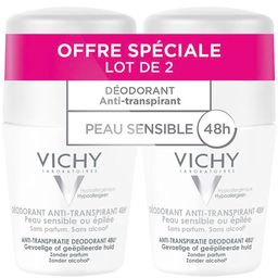 LOT*2 Déodorant Anti-Transpirant 48H - Roll-On Peau Sensible 2 x 50 ml