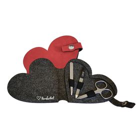 CANAL Étui manucure en forme de cœur en feutre, 3 pièces