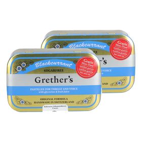 Grethers Blackcurrant Silber zuckerfreie Pastillen
