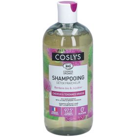 Coslys Shampoing Bio Détox Fraîcheur Cheveux À Tendance Grasse Bardane Et Jujubier
