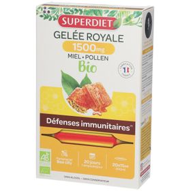 SUPER DIET Gelée Royale Miel Pollen Bio Ampoules