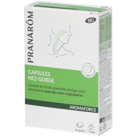 PRANARÔM - Aromaforce - Capsules Nez-Gorge - Compléments Alimentaires Aux Huiles Essentielles - Origan(*) - (*) Maintient La Santé Des Voies Respiratoires - 100% Bio - 30 Capsules