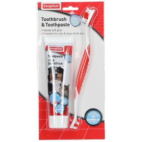 beaphar® Combi-Pack pour chien et chat : dentifrice + brosse à dents