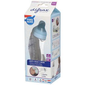 difrax® Biberon S Verre Wide Bleu 0+ mois 310 ml