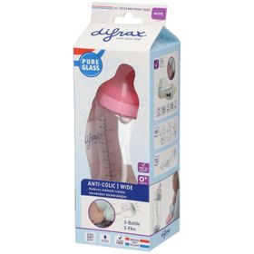 difrax® Biberon S Verre Wide Rose 0+ mois 310 ml