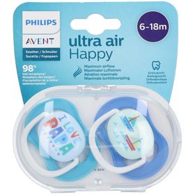 AVENT Sucette ultra air Happy Boy 6-18 Mois (Couleur non sélectionnable)​