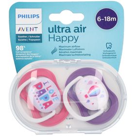 AVENT Sucette ultra air Happy Girl 6-18 Mois (Couleur non sélectionnable)​