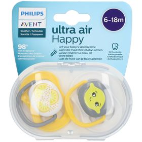 AVENT Sucette ultra air Happy Citron 6-18 Mois (Couleur non sélectionnable)​