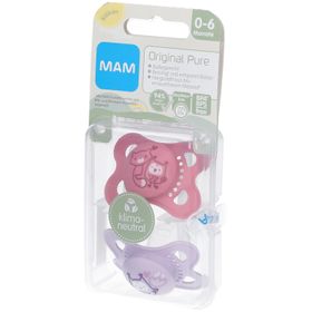 MAM Original Pure Tétines en silicone à motif rose-rose 0-6 mois