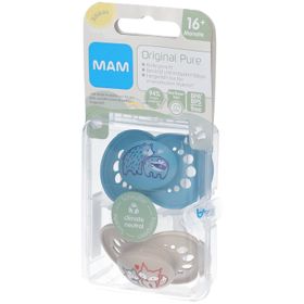 MAM Original Pure Tétines en silicone à motif Bleu-écru 16 mois et +