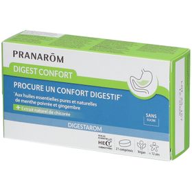 PRANARÔM - Digestarom - Digest Confort - Procure Un Confort Digestif - Huile Essentielle De Menthe Poivrée Et Gingembre 100% Pure Et Naturelle - Extrait Naturel de Chicorée - Vegan - 21 Comprimés